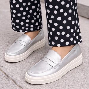 New J/SLIDES GIGI JS PEWTER LEATHER Shoes Loafer